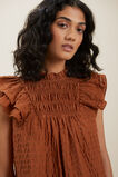 Textured Frill Sleeve Top  Earth Red  hi-res