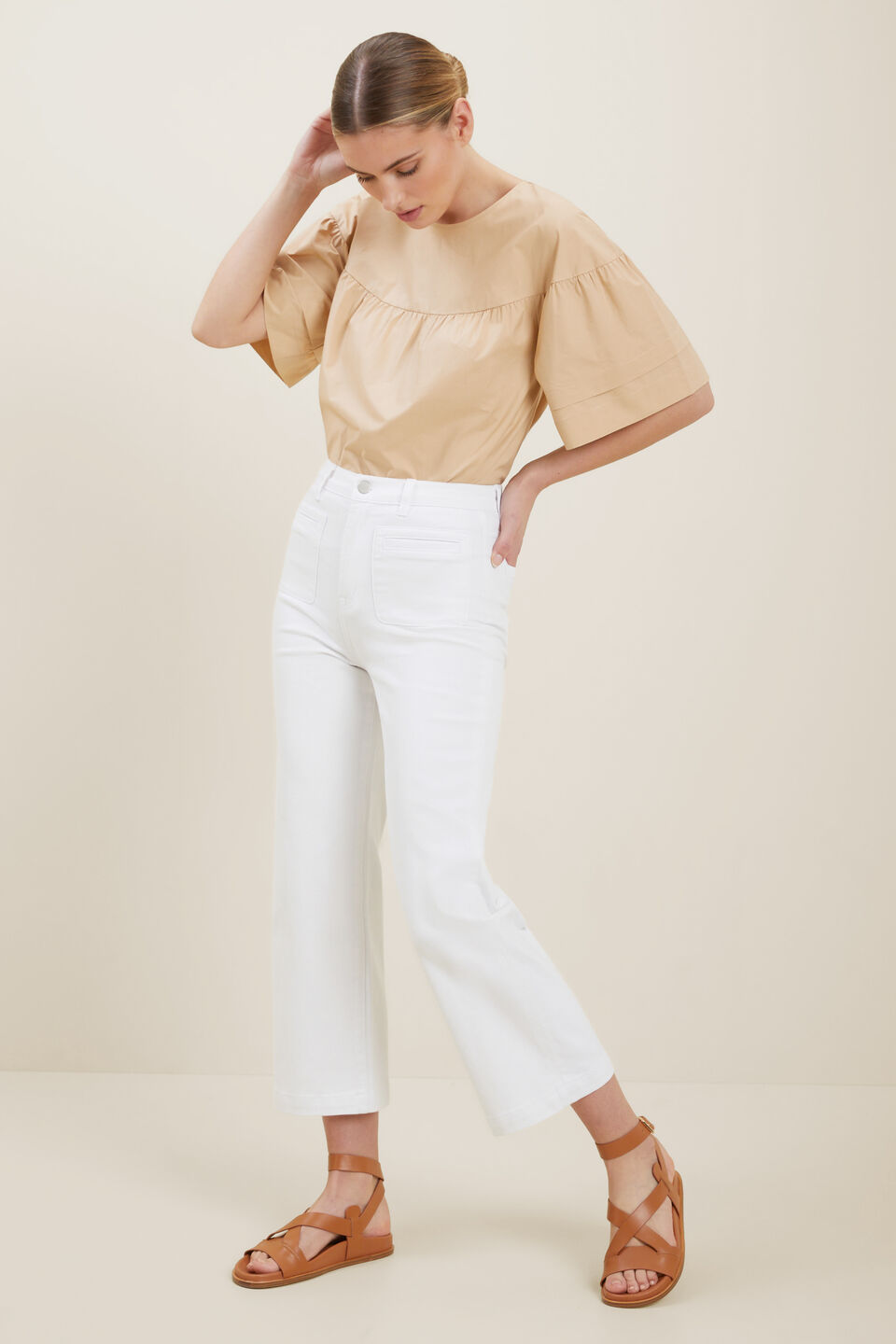 Front Pocket Crop Jeans  White