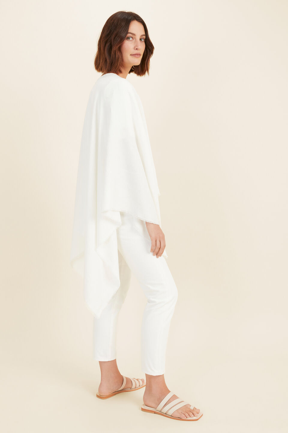 Linen Blend Poncho  French Vanilla