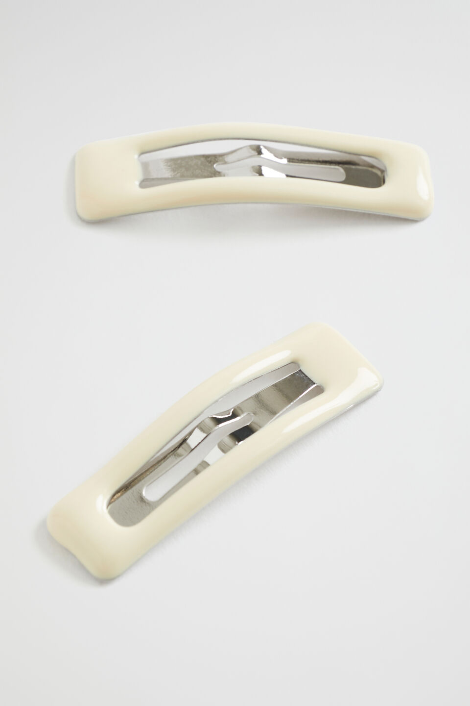 Square Enamel Snap Clip  Vanilla