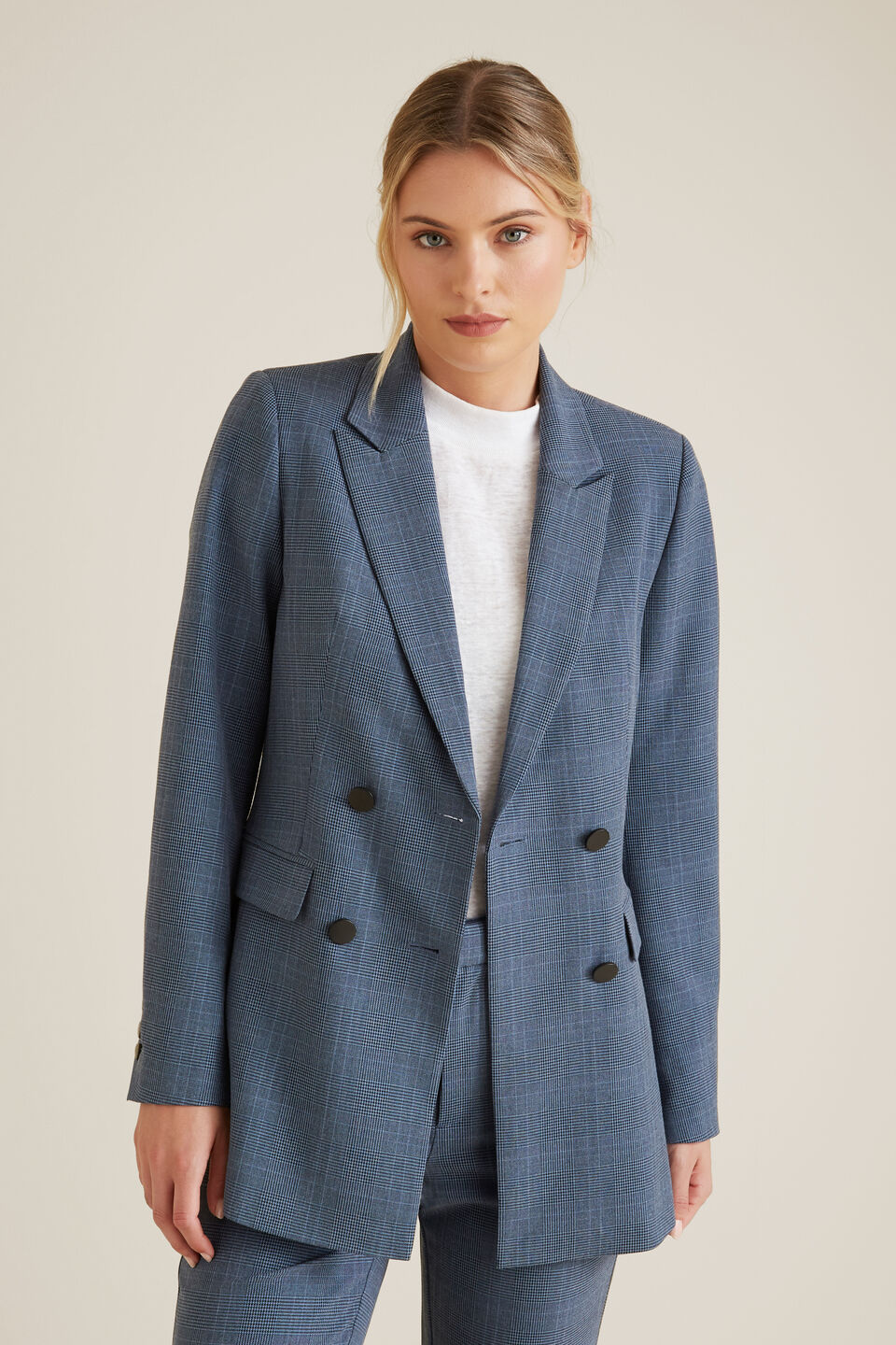 Blue Iris Check Blazer  