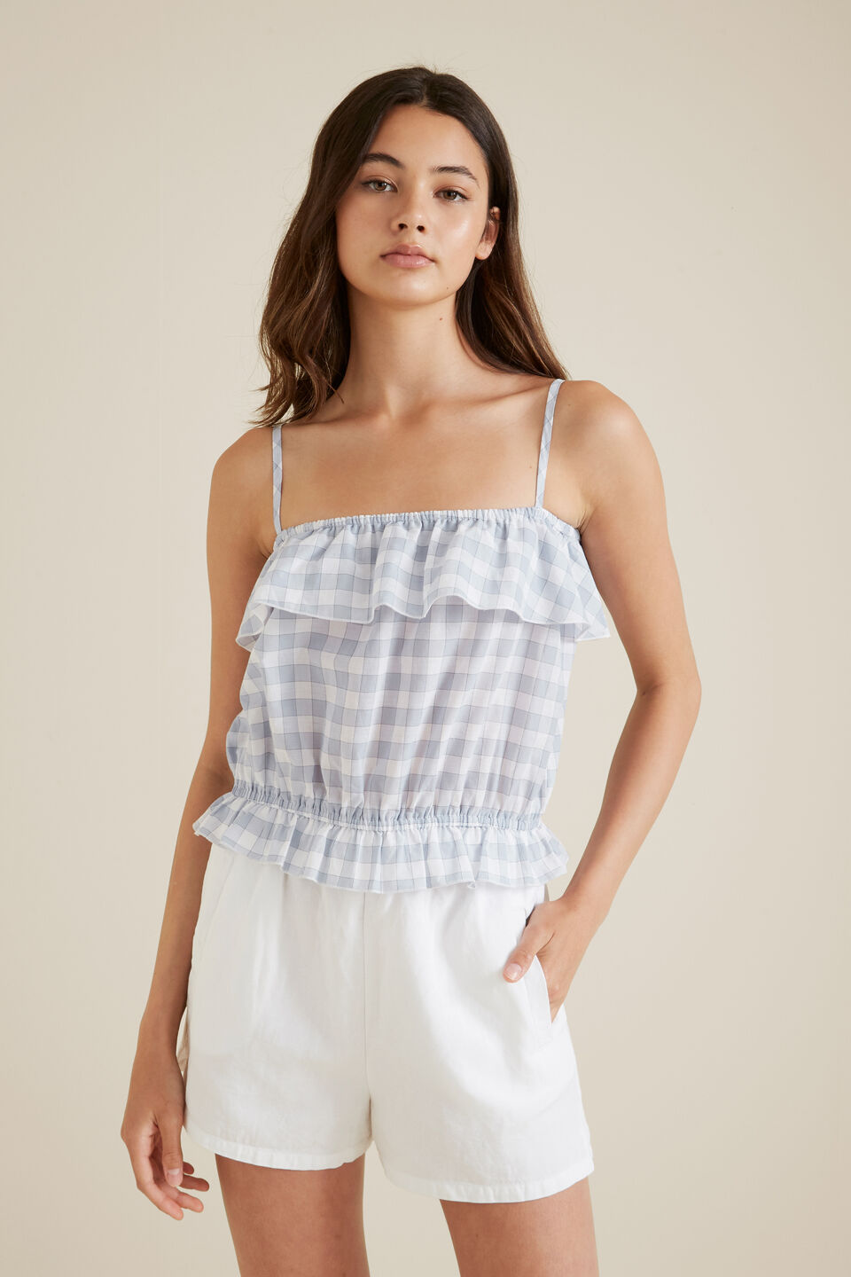 Gingham Cami  Arctic Blue