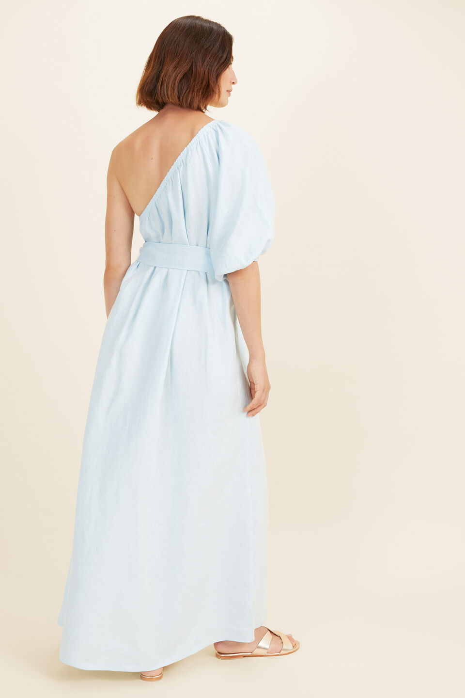 Linen One Shoulder Maxi Dress  WINTERSKY