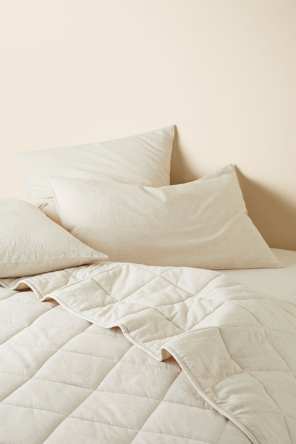 Alba Quilted Coverlet  Flax Cross Dye