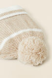 Contrast Stripe Knitted Beanie  Champagne Beige Multi  hi-res
