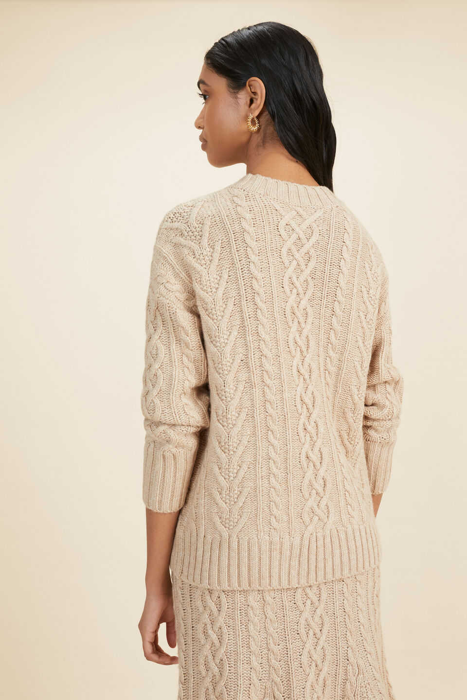 Cable Stitch Sweater  Pebble Cream Marle