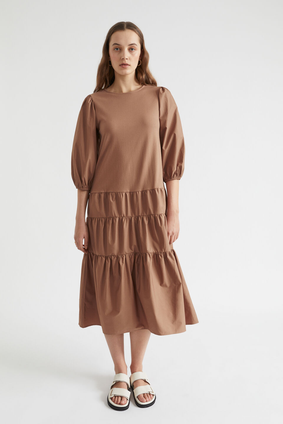 Jersey Splice Midi Dress  Chocolate Malt