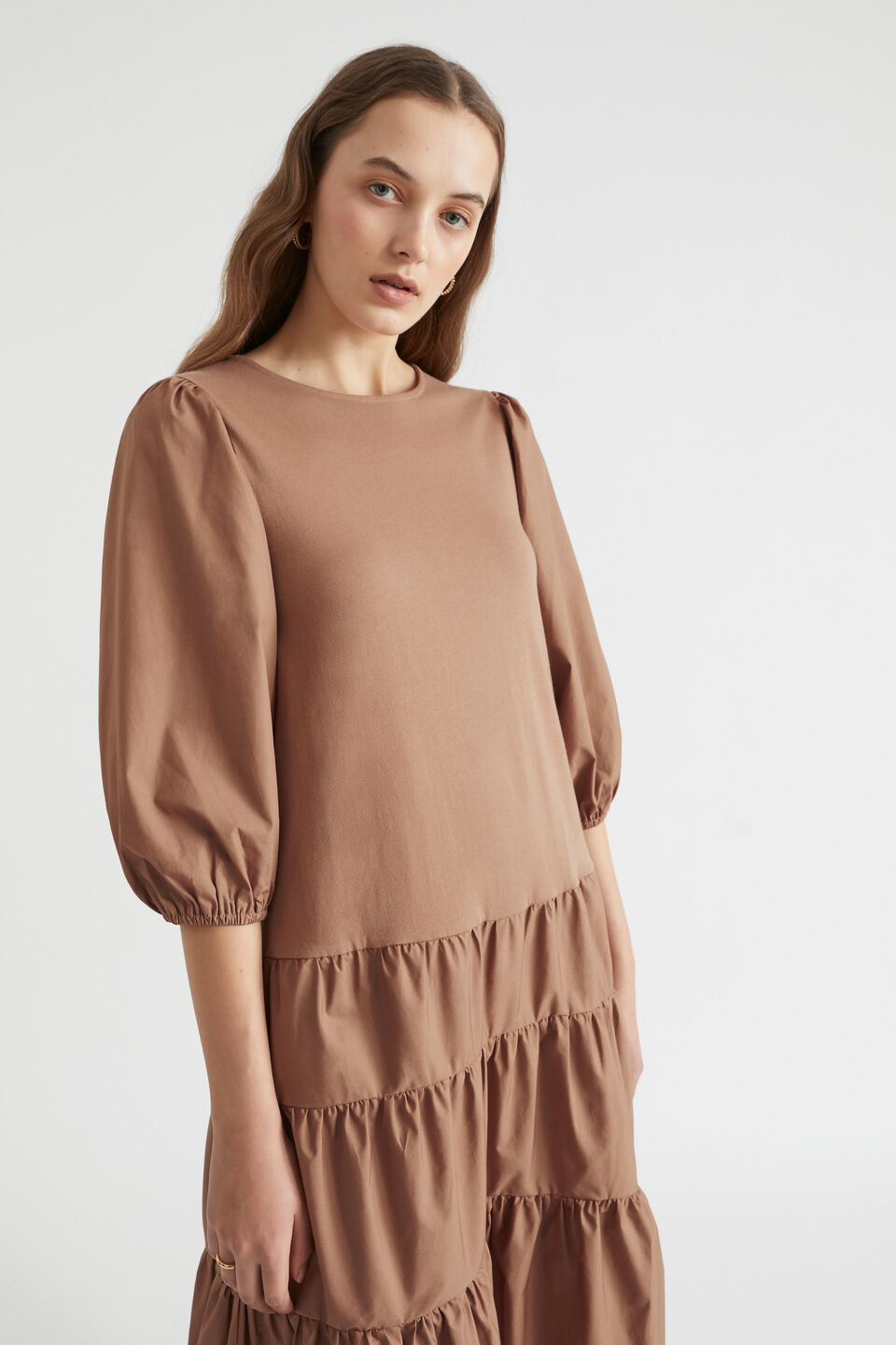 Jersey Splice Midi Dress  Chocolate Malt