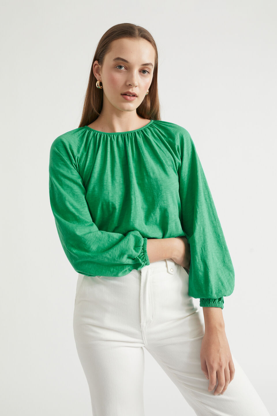 Raglan Slub Top  Bright Mint