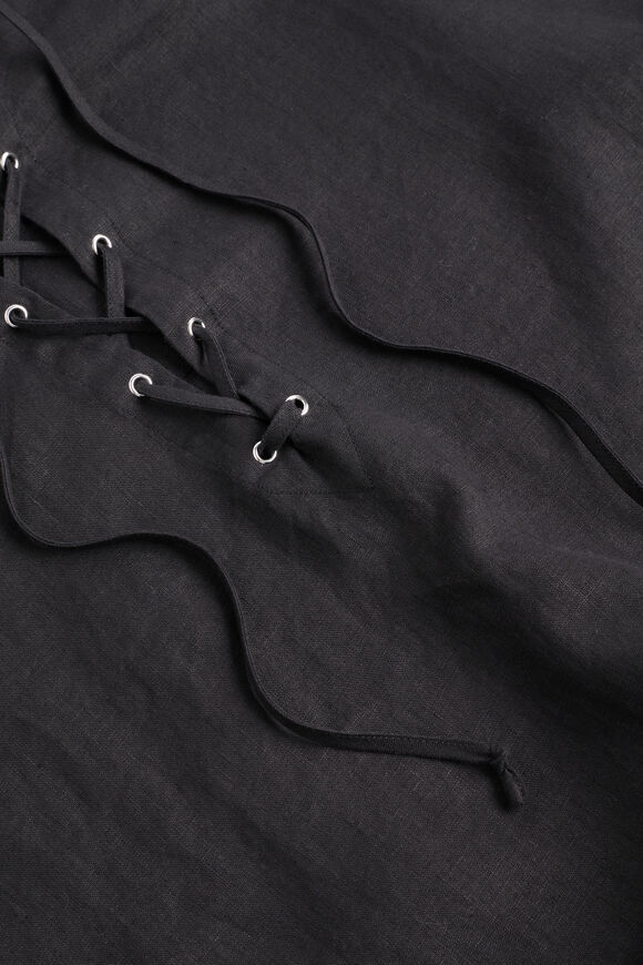 Linen Tie Up Kaftan  Black  hi-res