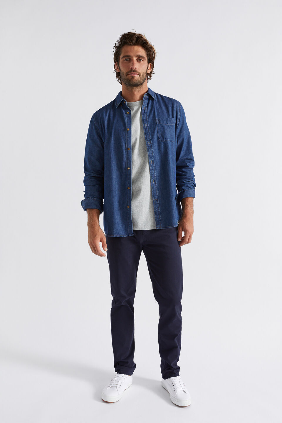 Relaxed Denim Shirt  Mid Wash