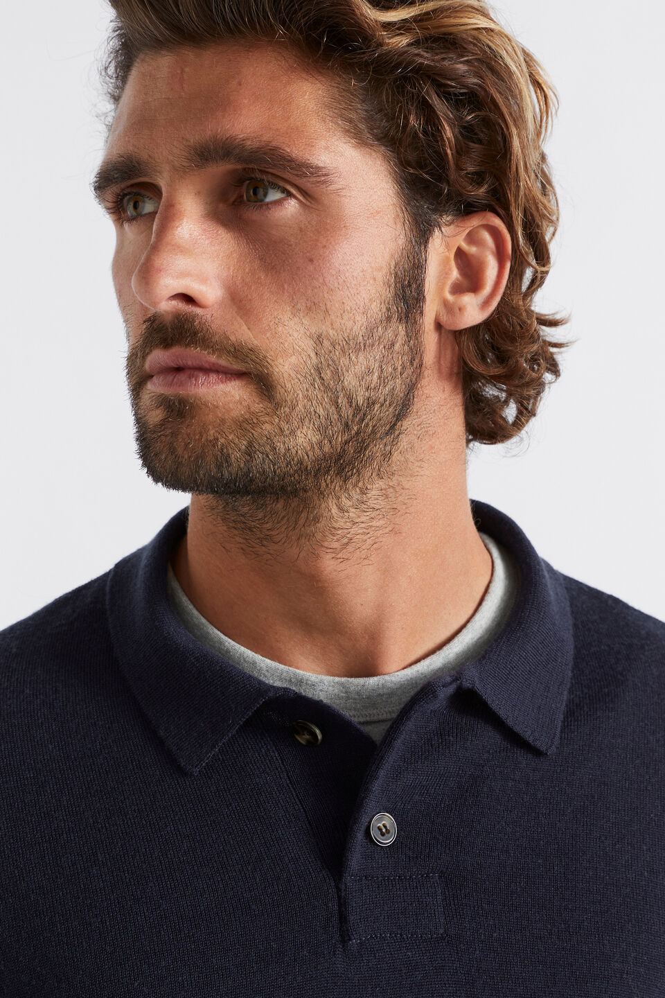 Merino Knitted Polo  Midnight Blue  hi-res