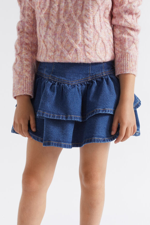 Denim Frill Skirt  Indigo  hi-res