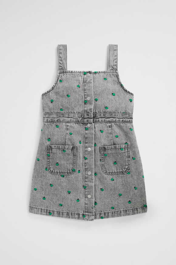 Apple Embroidered Pinafore  Slate Wash  hi-res