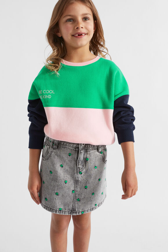 Apple Embroidered Skirt  Slate Wash  hi-res