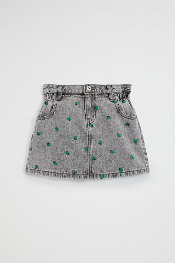 Apple Embroidered Skirt  Slate Wash  hi-res