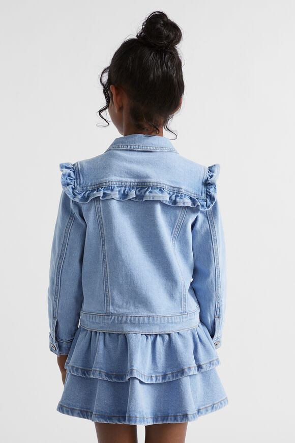 Frill Denim Jacket  Clean Blue Wash  hi-res