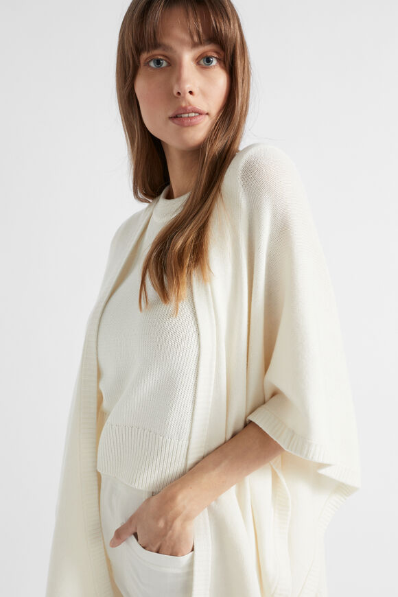 Lightweight Rib Poncho  Cloud Cream  hi-res