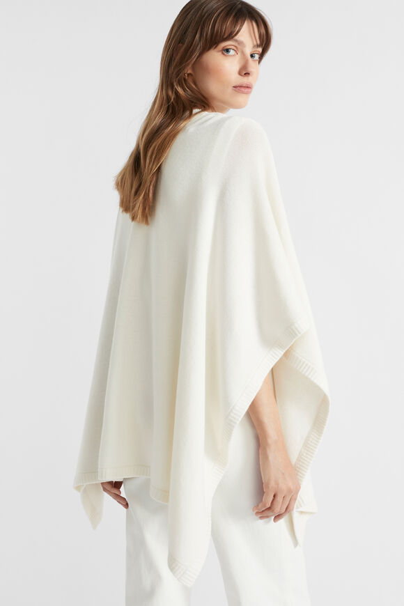 Lightweight Rib Poncho  Cloud Cream  hi-res