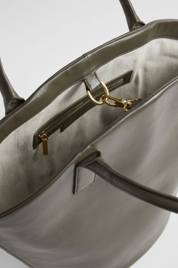 Leather Crescent Tote  Olive  hi-res