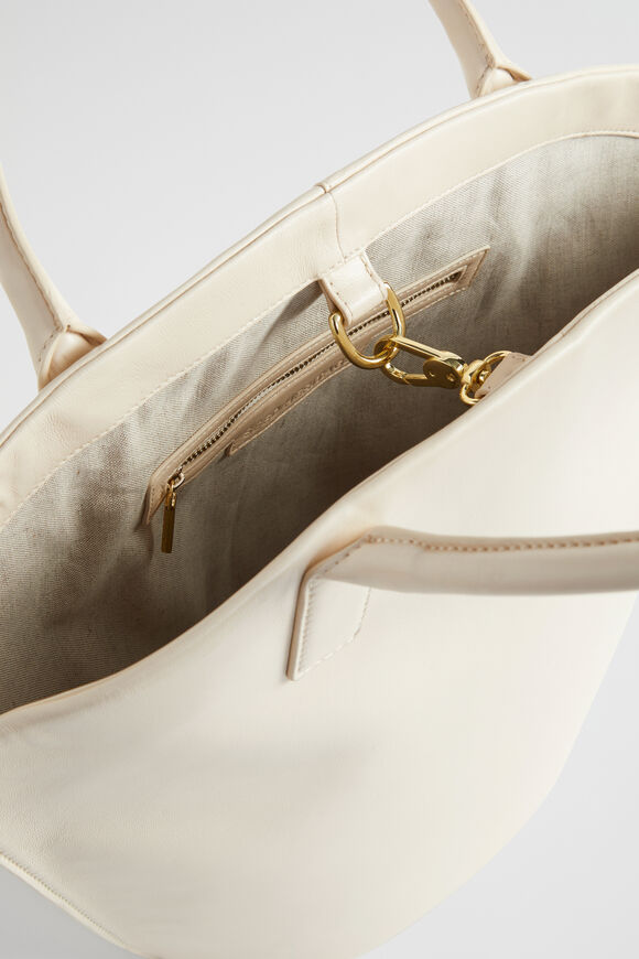 Leather Crescent Tote  Stone  hi-res