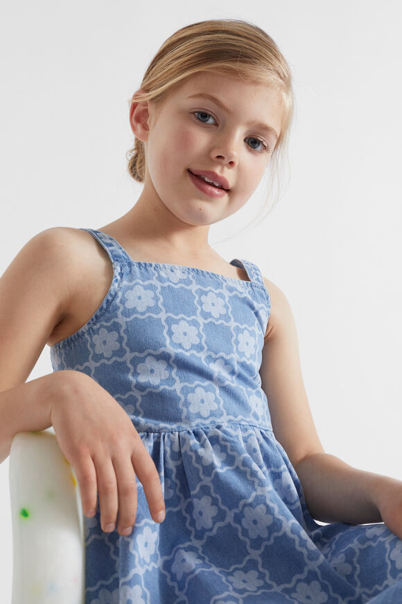 Daisy Check Dress  Clean Blue Wash  hi-res
