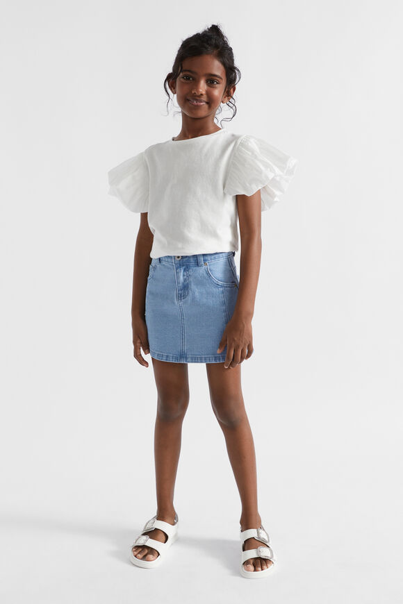 Denim Pleat Skirt  Clean Blue Wash  hi-res