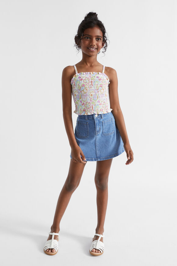 Patch Pocket Denim Skirt  Bright Blue Wash  hi-res