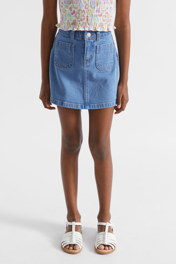 Patch Pocket Denim Skirt  Bright Blue Wash  hi-res