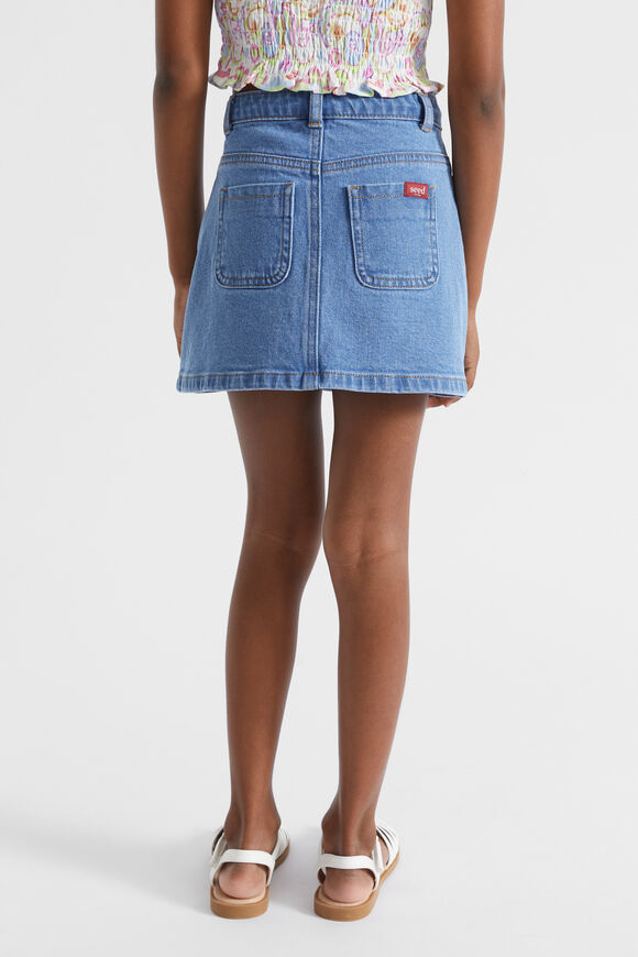 Patch Pocket Denim Skirt  Bright Blue Wash  hi-res