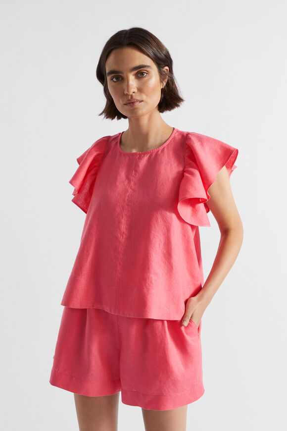 Linen Ruffle Top  Wild Berry  hi-res