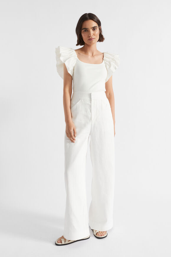 Scoop Neck Ruffle Tee  Cloud Cream  hi-res