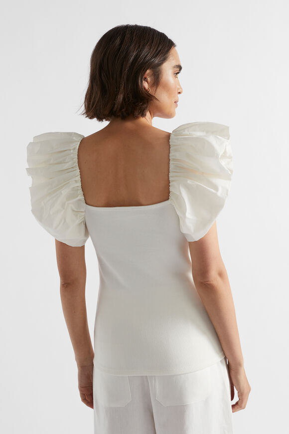 Scoop Neck Ruffle Tee  Cloud Cream  hi-res