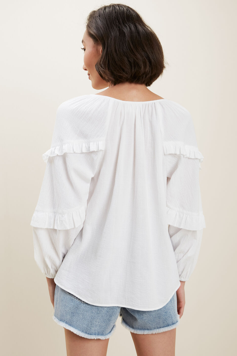 Frill Sleeve Blouse  Whisper White