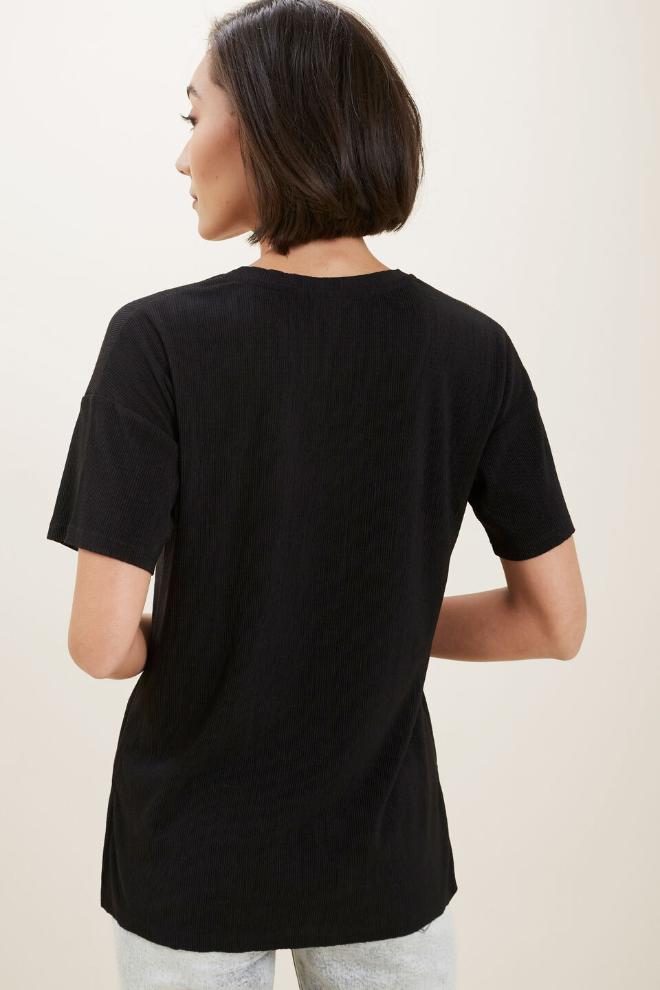 Micro Pleat Tee  Black