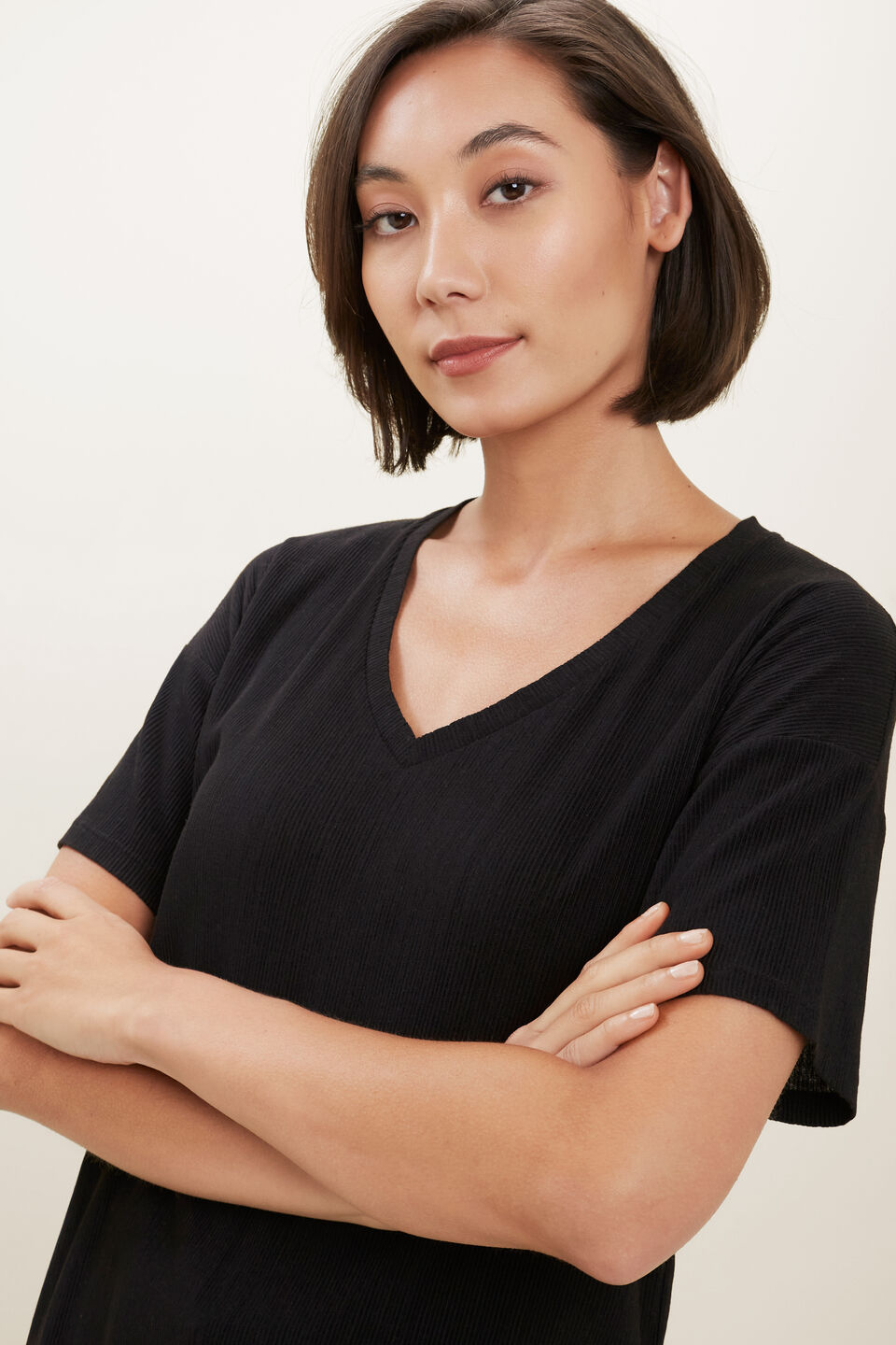 Micro Pleat Tee  Black