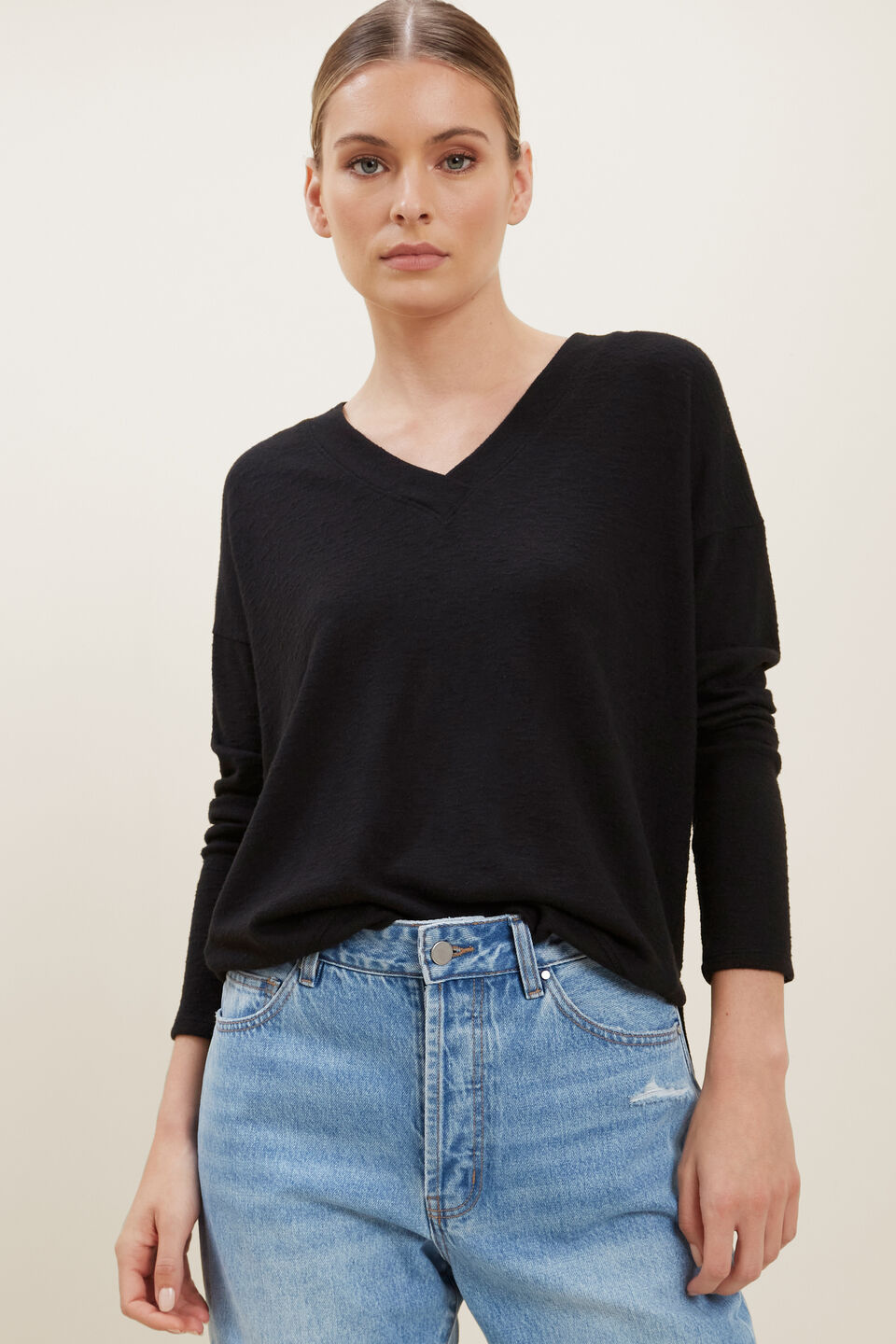 V Neck Supersoft Sweater  Black