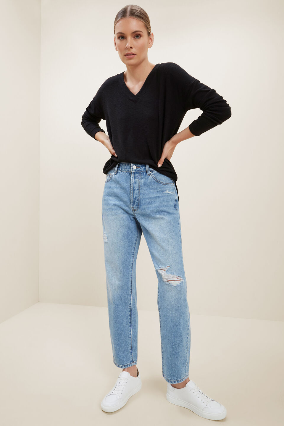 V Neck Supersoft Sweater  Black