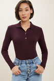 Button Down Rib Top  Ruby Plum  hi-res