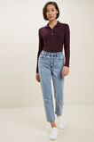 Button Down Rib Top  Ruby Plum  hi-res
