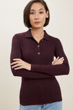 Button Down Rib Top  Ruby Plum  hi-res