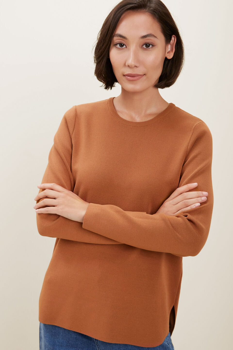 Crepe Knit Sweater  Burnt Bronze