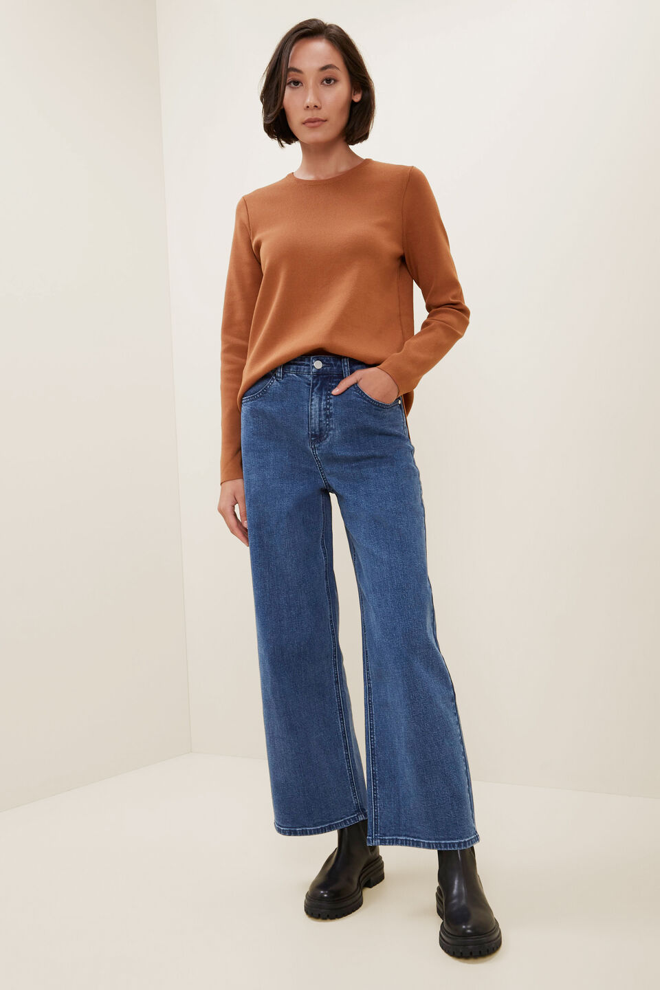 Crepe Knit Sweater  Burnt Bronze