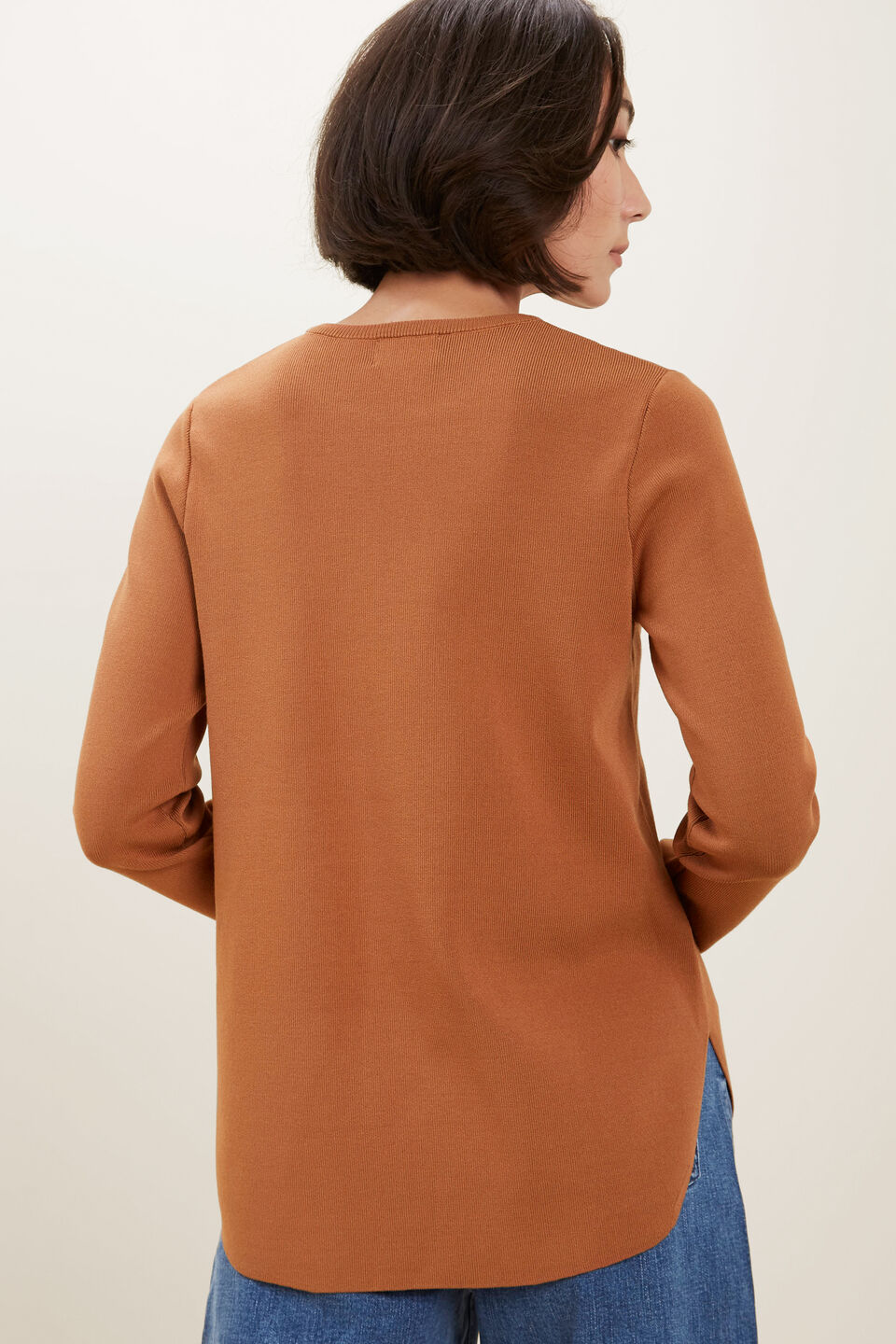 Crepe Knit Sweater  Burnt Bronze