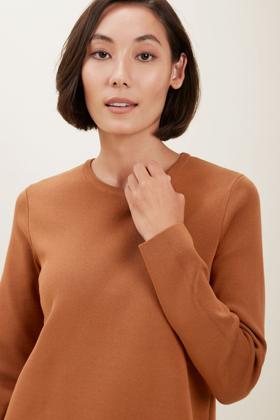 Crepe Knit Sweater  Burnt Bronze