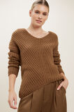 V Neck Rib Sweater  Molasses  hi-res