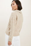Cable Knit Polo Sweater  Champagne Beige Marle  hi-res