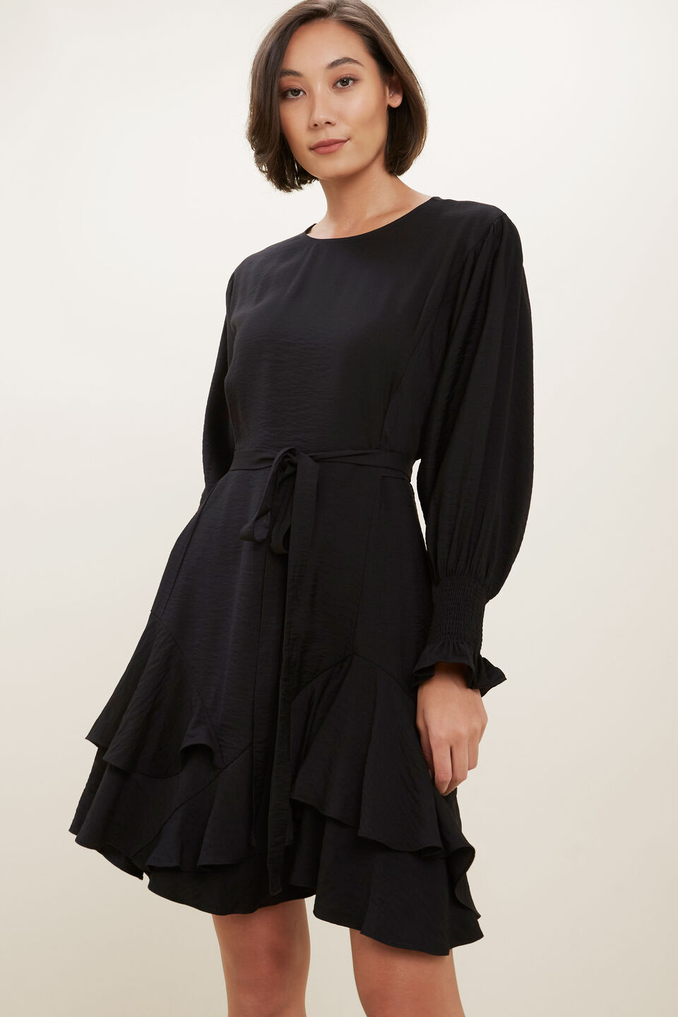 Ruffle Mini Dress  Black