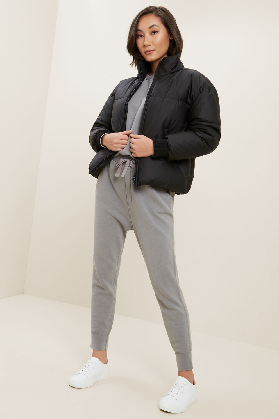 Crop Puffer Jacket  Black