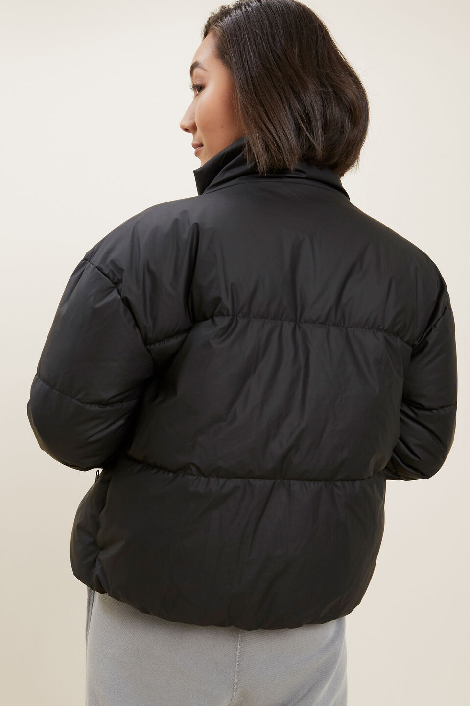 Crop Puffer Jacket  Black
